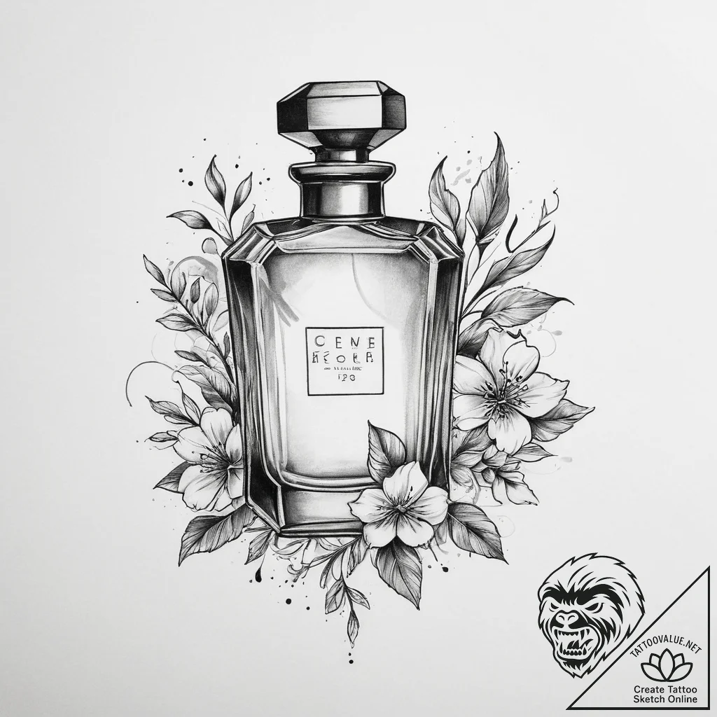 Tattoo sketch perfume tattoo, concept art for... - tattoo sketch (№1759434136_0, 02.10.2025 19:42) — tattoovalue.net