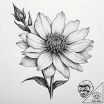 Tattoo sketch coreopsis, artistic tattoo sket… – tattoo sketch (№1759435512_0, 02.10.2025 20:05) — tattoovalue.net