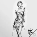 Tattoo sketch cocktail dress with a quote, co… – tattoo sketch (№1759435709_0, 02.10.2025 20:08) — tattoovalue.net