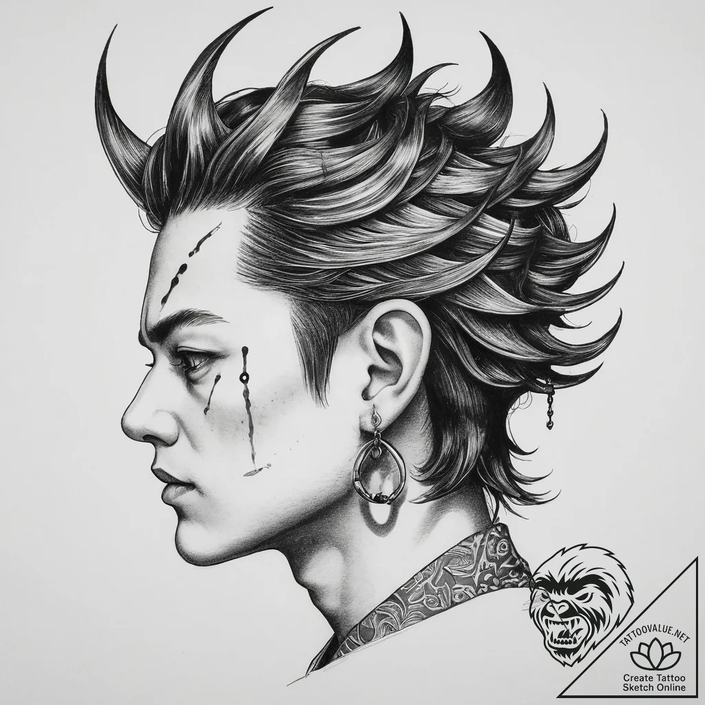 Tattoo sketch demon slayer tanjiro's earring,... - tattoo sketch (№1759437083_0, 02.10.2025 20:31) — tattoovalue.net
