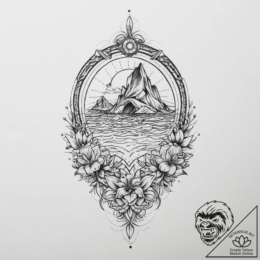 Tattoo sketch ocean, tattoo flash sheet desig... - tattoo sketch (№1759438065_0, 02.10.2025 20:47) — tattoovalue.net