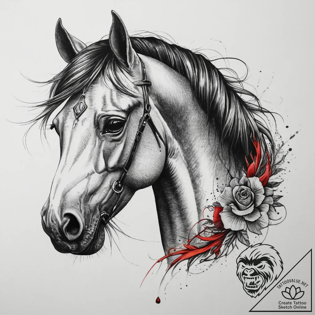 Tattoo sketch spirit horse, tattoo flash shee... - tattoo sketch (№1759438262_0, 02.10.2025 20:51) — tattoovalue.net