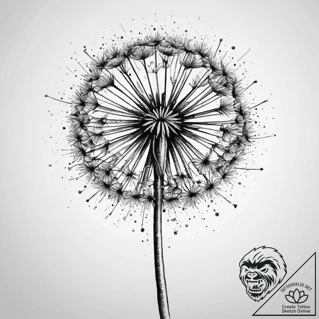 Tattoo sketch dandelion flower, tattoo drawin... - tattoo sketch (№1759438458_0, 02.10.2025 20:54) — tattoovalue.net