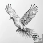 Tattoo sketch white-winged dove – tattoo sketch (№1759439442_0, 02.10.2025 21:10) — tattoovalue.net