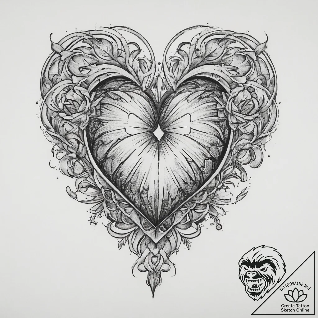 Tattoo sketch heart, tattoo drawing outline,... - tattoo sketch (№1759440029_0, 02.10.2025 21:20) — tattoovalue.net
