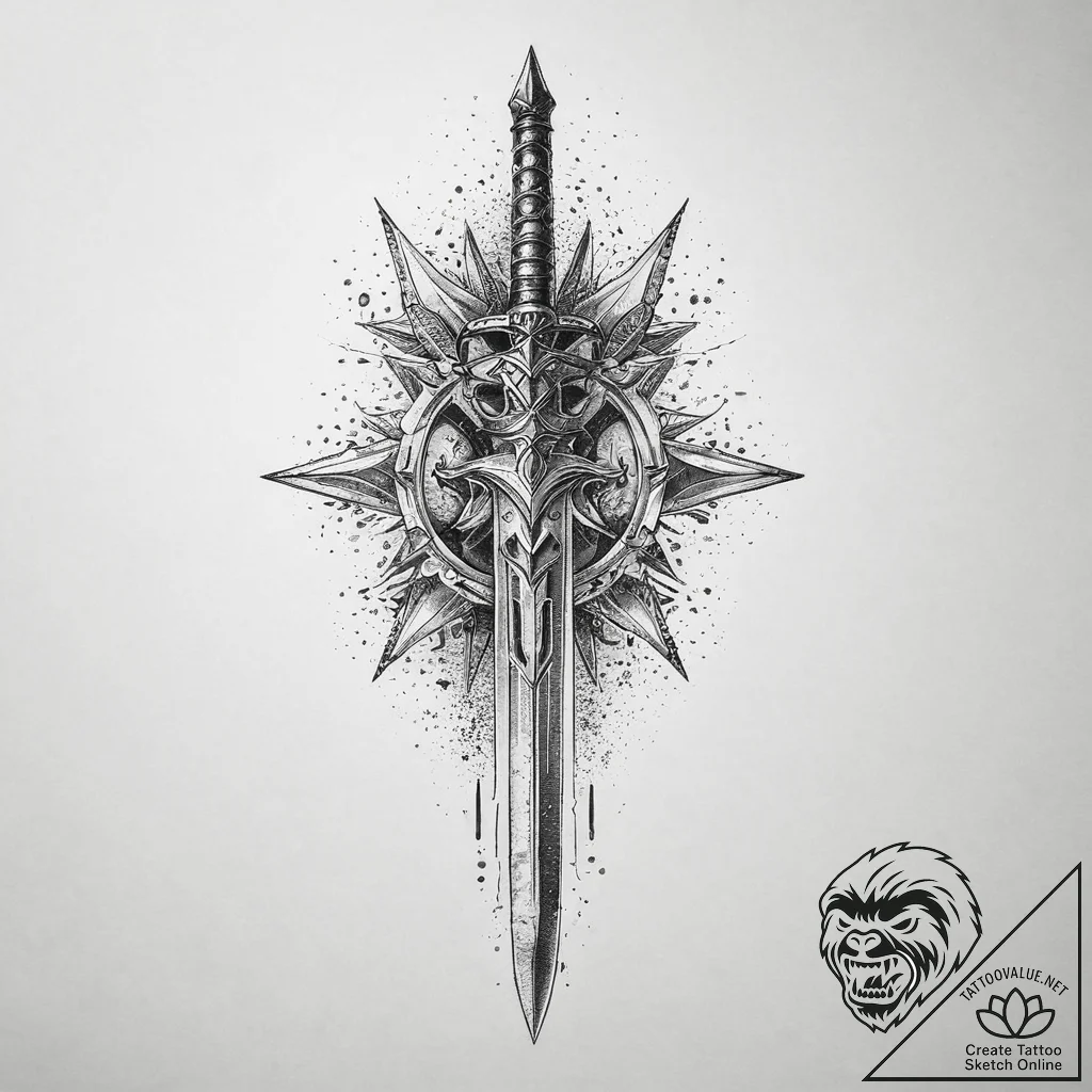 Tattoo sketch sword, artistic tattoo sketch,... - tattoo sketch (№1759440617_0, 02.10.2025 21:30) — tattoovalue.net