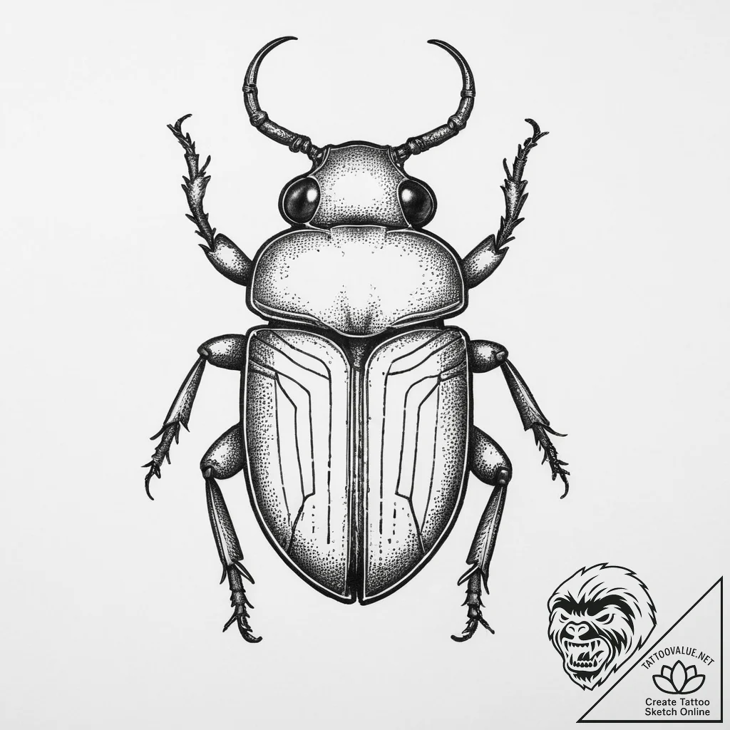 Tattoo sketch whirligig beetle, tattoo sketch... - tattoo sketch (№1759441008_0, 02.10.2025 21:36) — tattoovalue.net