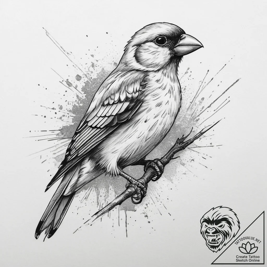 Tattoo sketch finch, tattoo sketch design, bo... - tattoo sketch (№1759441398_0, 02.10.2025 21:43) — tattoovalue.net