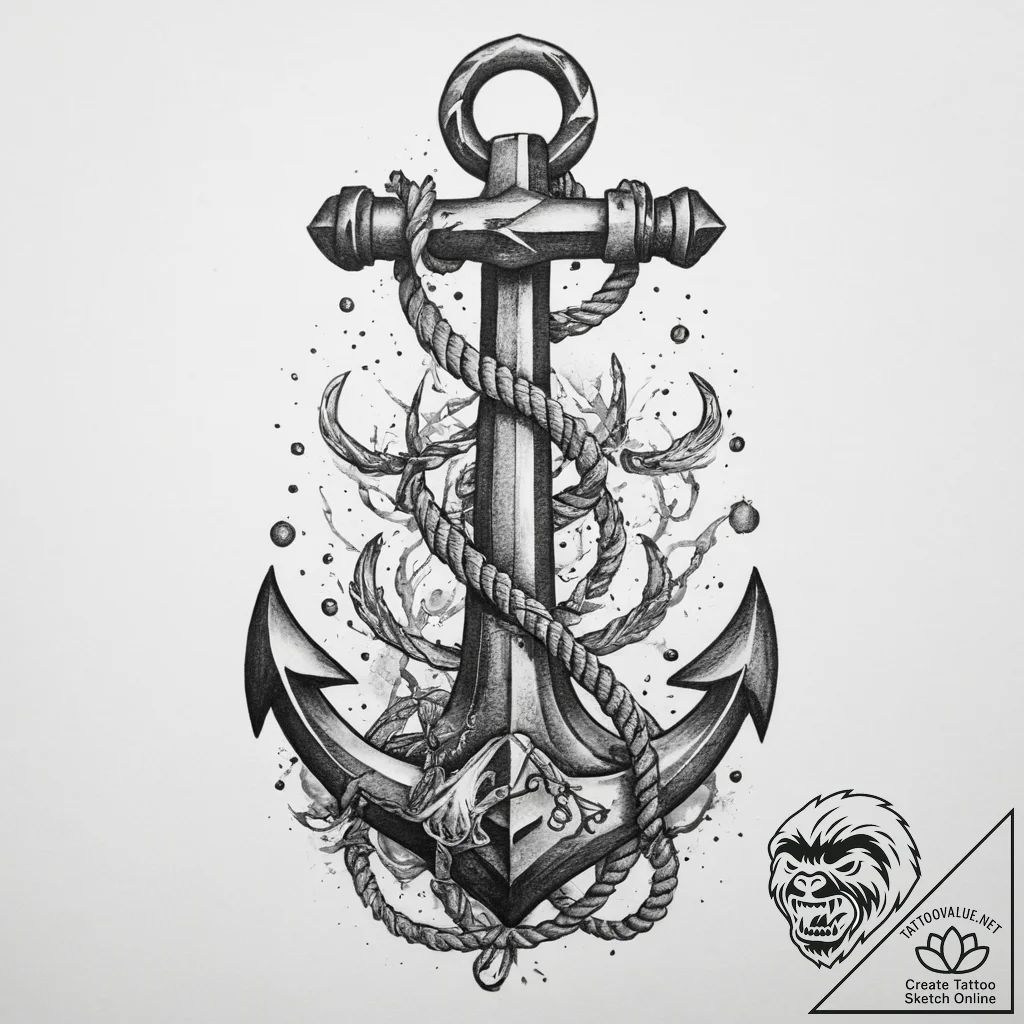 Tattoo sketch anchor with a rope, tattoo sket... - tattoo sketch (№1759442573_0, 02.10.2025 22:02) — tattoovalue.net