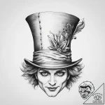 Tattoo sketch the mad hatter hat – tattoo sketch (№1759442768_0, 02.10.2025 22:06) — tattoovalue.net