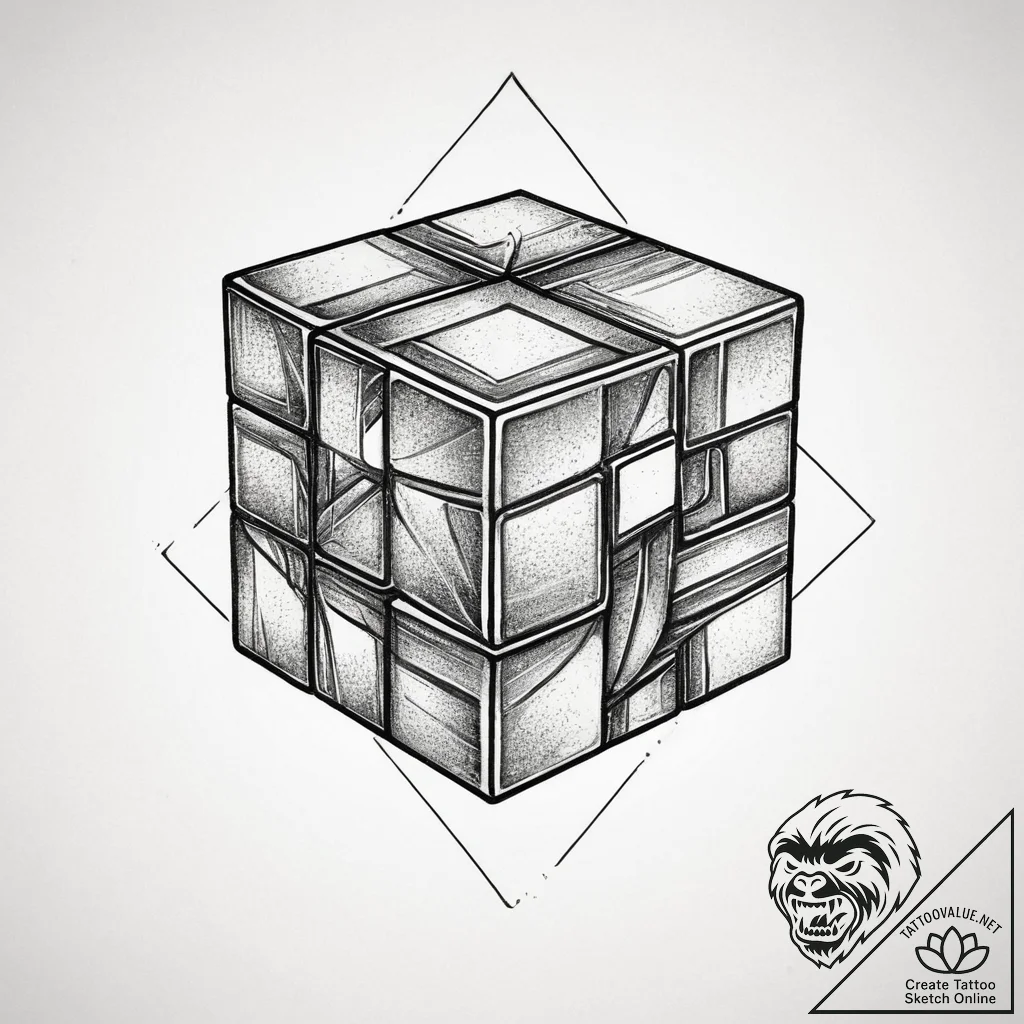 Tattoo sketch 80s rubik's cube, tattoo sketch... - tattoo sketch (№1759443551_0, 02.10.2025 22:19) — tattoovalue.net