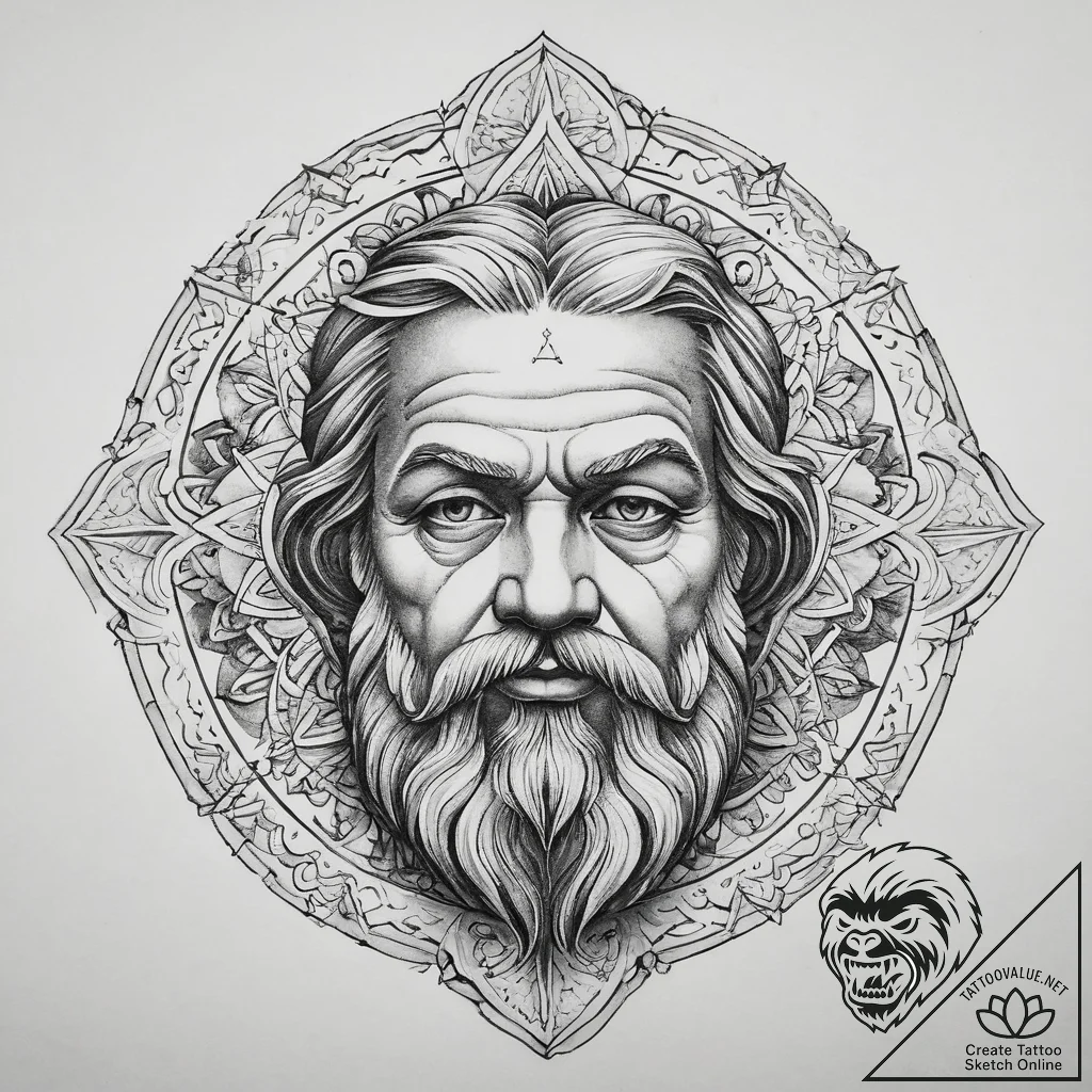 Tattoo sketch socrates portrait, ink illustra... - tattoo sketch (№1759444138_0, 02.10.2025 22:28) — tattoovalue.net