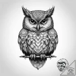 Tattoo sketch blackwork силуэт совы – tattoo sketch (№1759444725_0, 02.10.2025 22:38) — tattoovalue.net