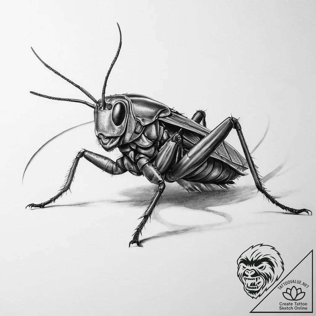 Tattoo sketch mole cricket, concept art for t... - tattoo sketch (№1759445315_0, 02.10.2025 22:48) — tattoovalue.net