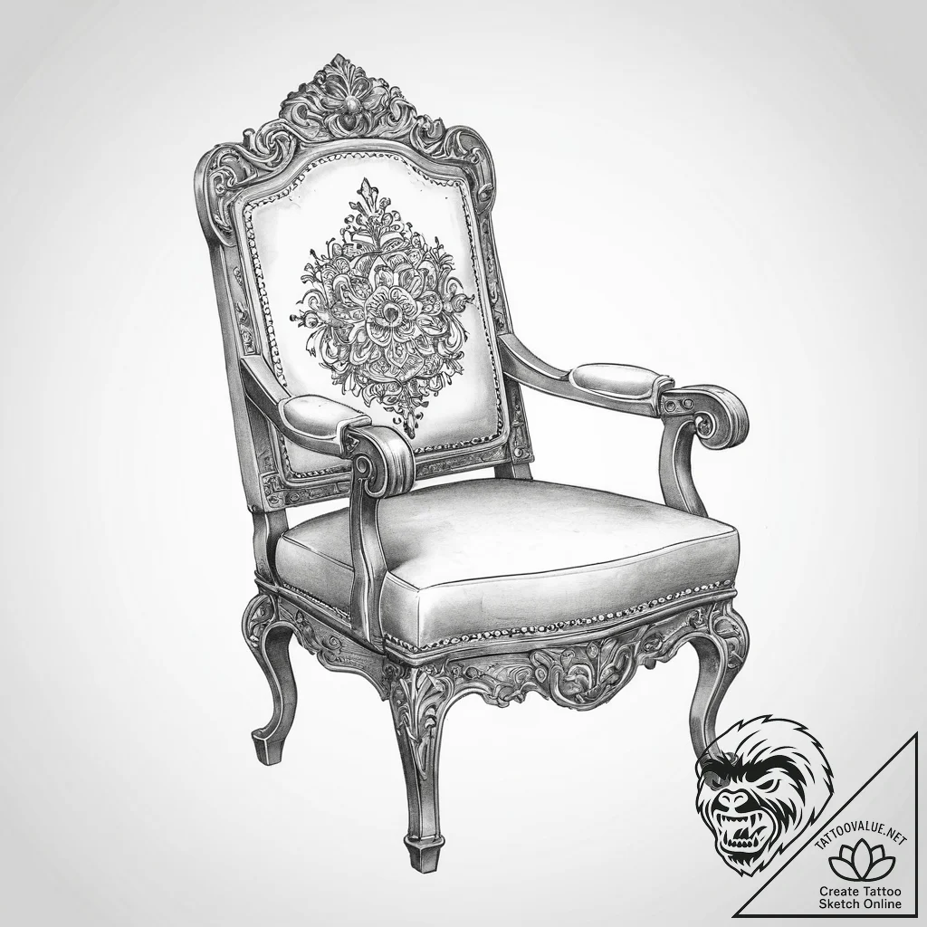 Tattoo sketch armchair with a cushion - tattoo sketch (№1759445707_0, 02.10.2025 22:55) — tattoovalue.net