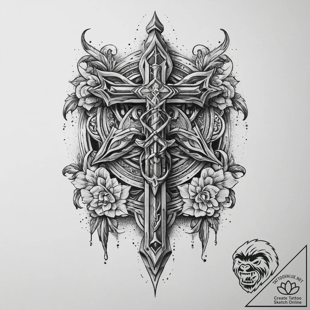 Tattoo sketch sacred instrument, tattoo sketc... - tattoo sketch (№1759446886_0, 02.10.2025 23:14) — tattoovalue.net