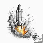 Tattoo sketch space race rocket taking off, c… – tattoo sketch (№1759447279_0, 02.10.2025 23:21) — tattoovalue.net