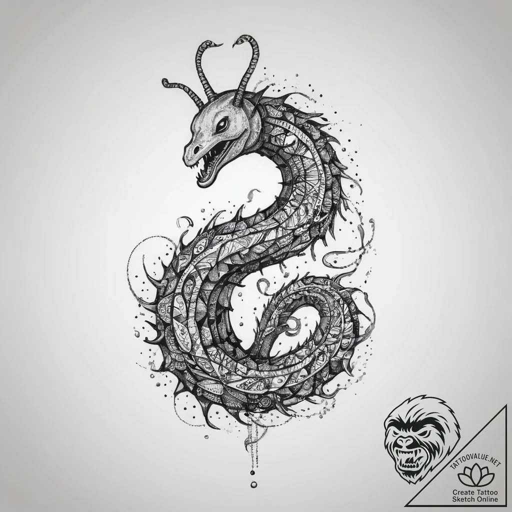 Tattoo sketch puns a worm that says "i'm a wo... - tattoo sketch (№1759448065_0, 02.10.2025 23:34) — tattoovalue.net