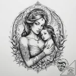 Tattoo sketch mary with child, concept art fo… – tattoo sketch (№1759448653_0, 02.10.2025 23:44) — tattoovalue.net