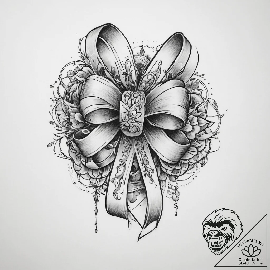 Tattoo sketch ribbon tattoo - tattoo sketch (№1759448850_0, 02.10.2025 23:47) — tattoovalue.net