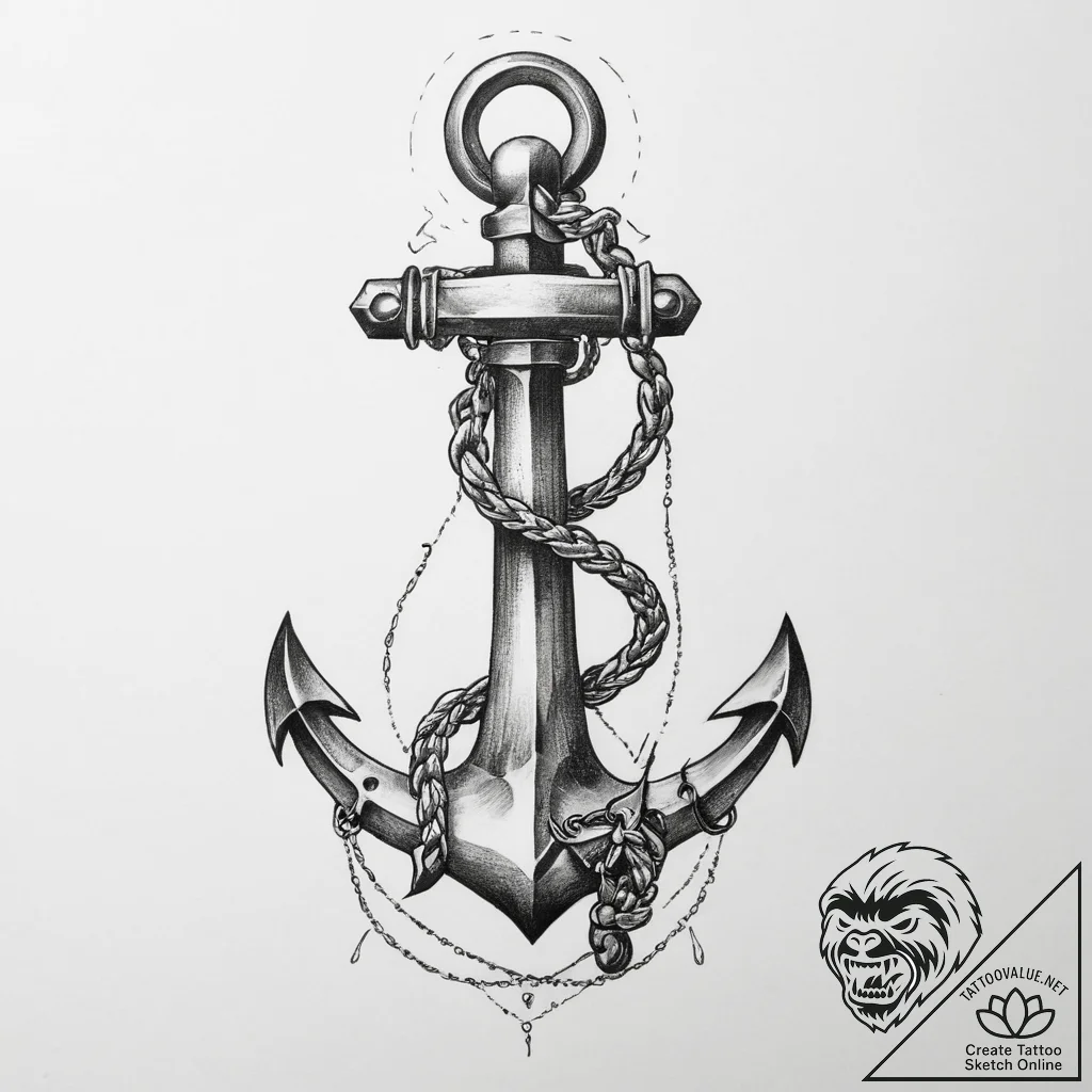 Tattoo sketch anchor - tattoo sketch (№1759449771_0, 03.10.2025 00:02) — tattoovalue.net