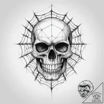 Tattoo sketch skull with a spiderweb – tattoo sketch (№1759450358_0, 03.10.2025 00:12) — tattoovalue.net