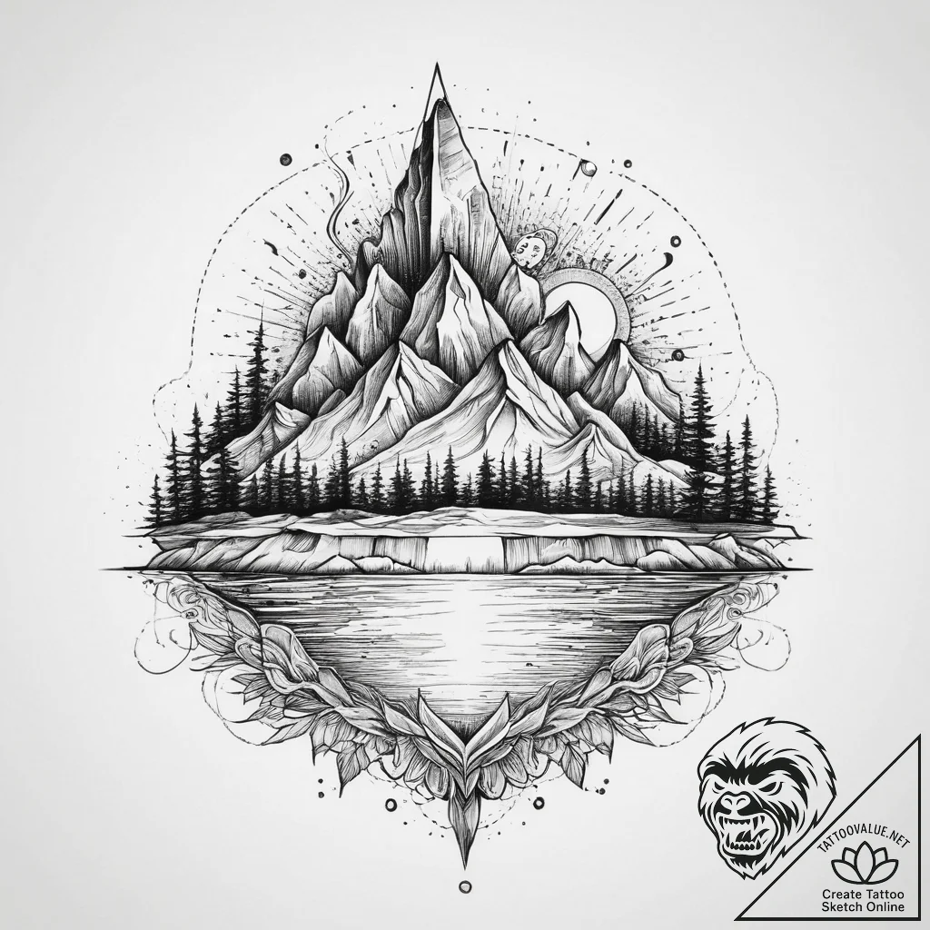 Tattoo sketch абстрактный пейзаж, tattoo draw... - tattoo sketch (№1759451553_0, 03.10.2025 00:32) — tattoovalue.net