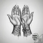 Tattoo sketch hands with a scissors – tattoo sketch (№1759451751_0, 03.10.2025 00:35) — tattoovalue.net