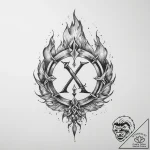 Tattoo sketch kaunan rune with a flame – tattoo sketch (№1759452144_0, 03.10.2025 00:42) — tattoovalue.net