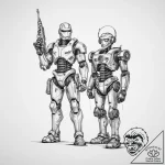 Tattoo sketch soldier with a robot – tattoo sketch (№1759454756_0, 03.10.2025 01:25) — tattoovalue.net