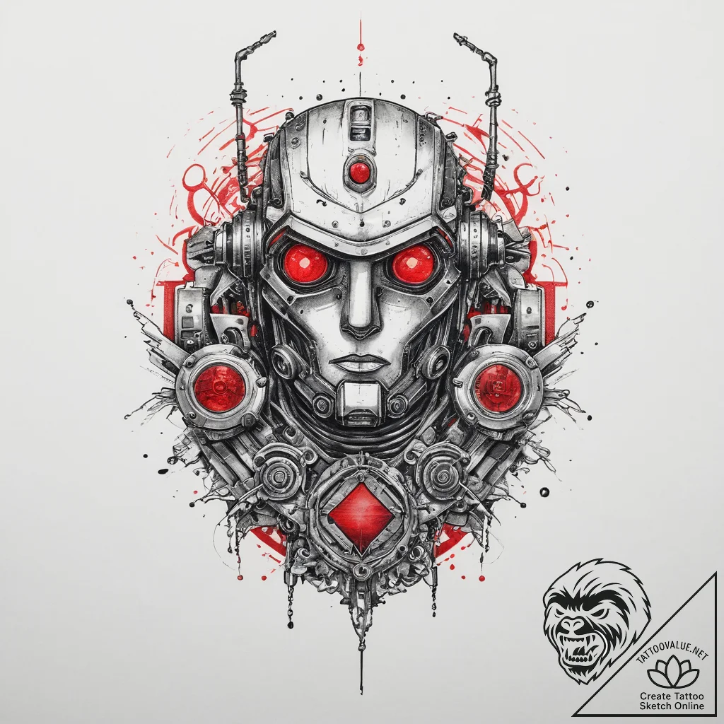 Tattoo sketch робот, concept art for tattoo,... - tattoo sketch (№1759455153_0, 03.10.2025 01:32) — tattoovalue.net