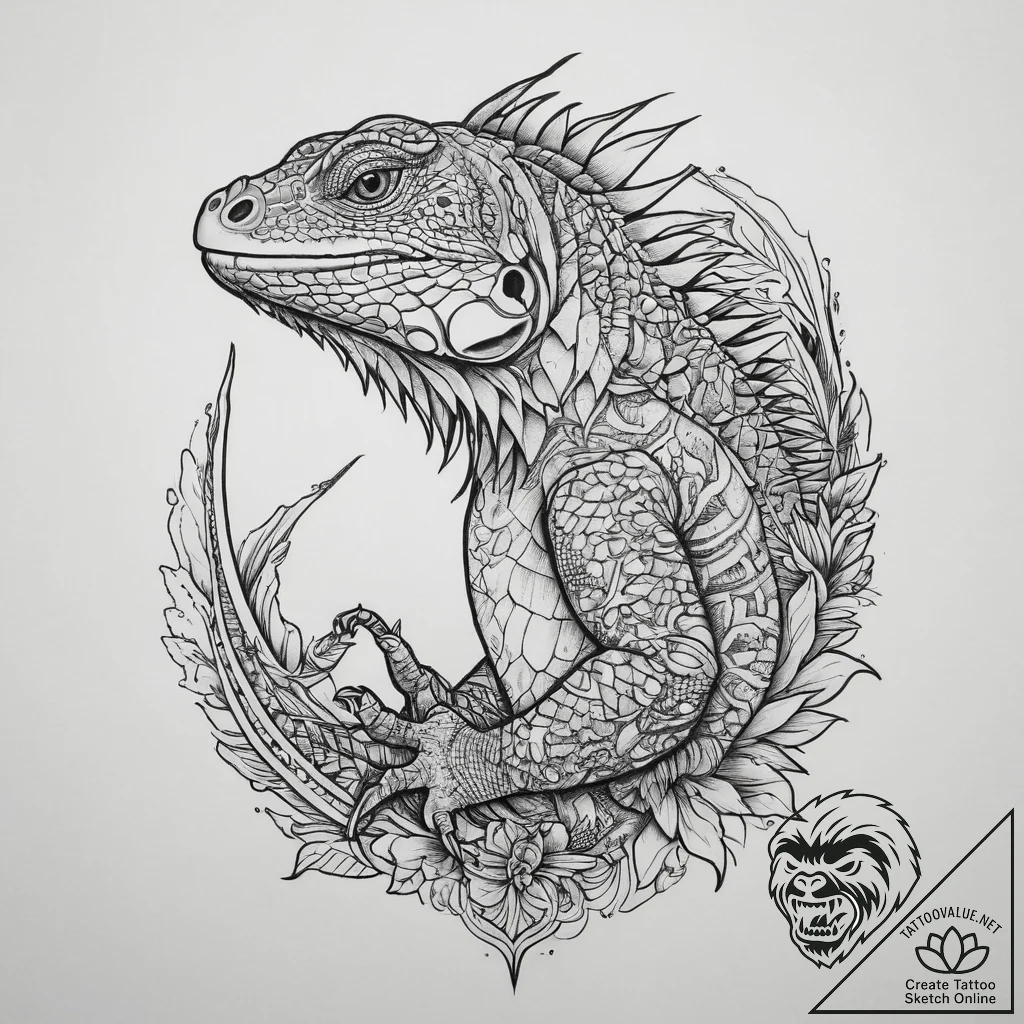 Tattoo sketch iguana, tattoo drawing outline,... - tattoo sketch (№1759455355_0, 03.10.2025 01:35) — tattoovalue.net