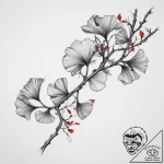 Tattoo sketch ginkgo branch, ink illustration… – tattoo sketch (№1759455750_0, 03.10.2025 01:42) — tattoovalue.net