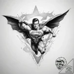 Tattoo sketch superman flying silhouette, con… – tattoo sketch (№1759455947_0, 03.10.2025 01:45) — tattoovalue.net