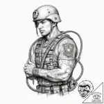 Tattoo sketch soldier with a rope, tattoo lin… – tattoo sketch (№1759458953_0, 03.10.2025 02:35) — tattoovalue.net