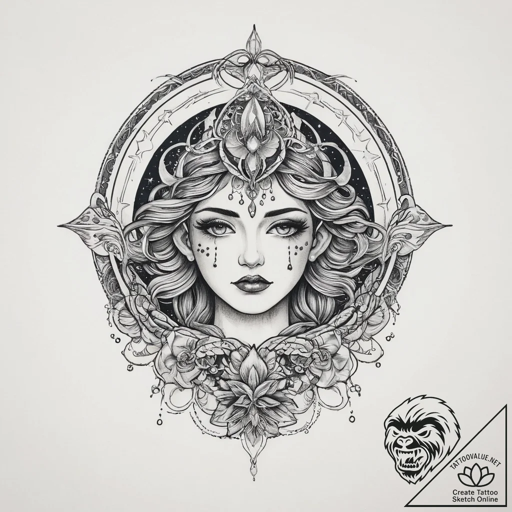 Tattoo sketch cosmic sea, tattoo drawing outl... - tattoo sketch (№1759459952_0, 03.10.2025 02:52) — tattoovalue.net