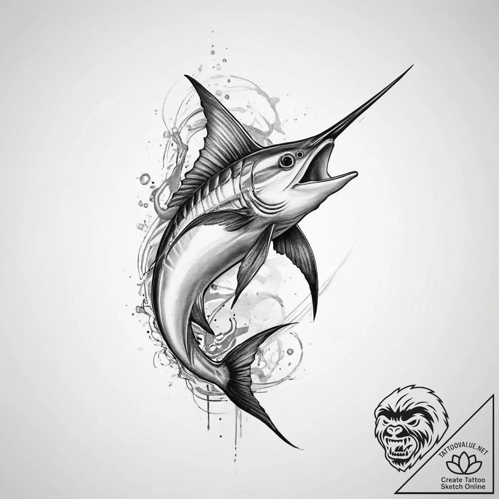 Tattoo sketch marlin - tattoo sketch (№1759460149_0, 03.10.2025 02:55) — tattoovalue.net