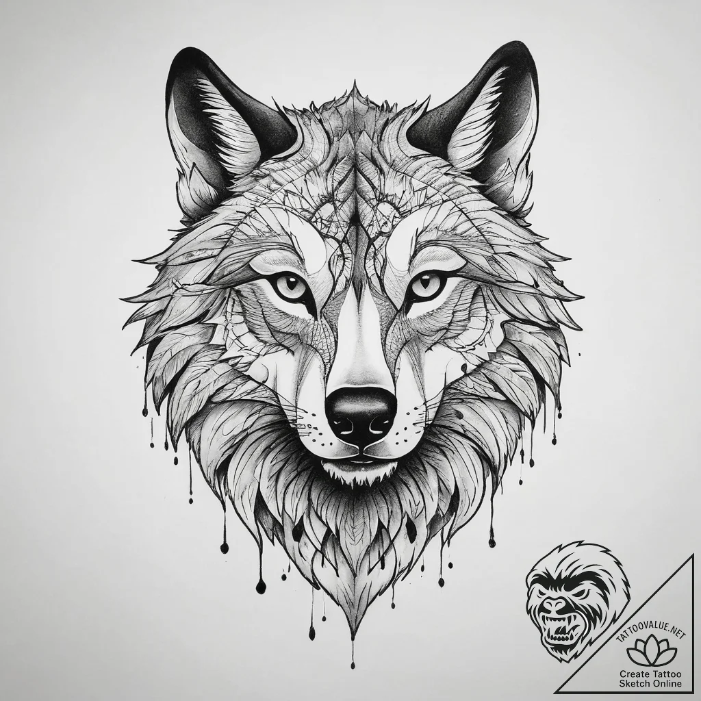 Tattoo sketch neo-traditional волк, tattoo fl... - tattoo sketch (№1759460767_0, 03.10.2025 03:06) — tattoovalue.net
