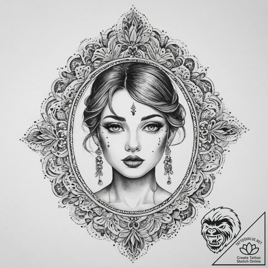 Tattoo sketch mirror, ink illustration for ta... - tattoo sketch (№1759460966_0, 03.10.2025 03:09) — tattoovalue.net