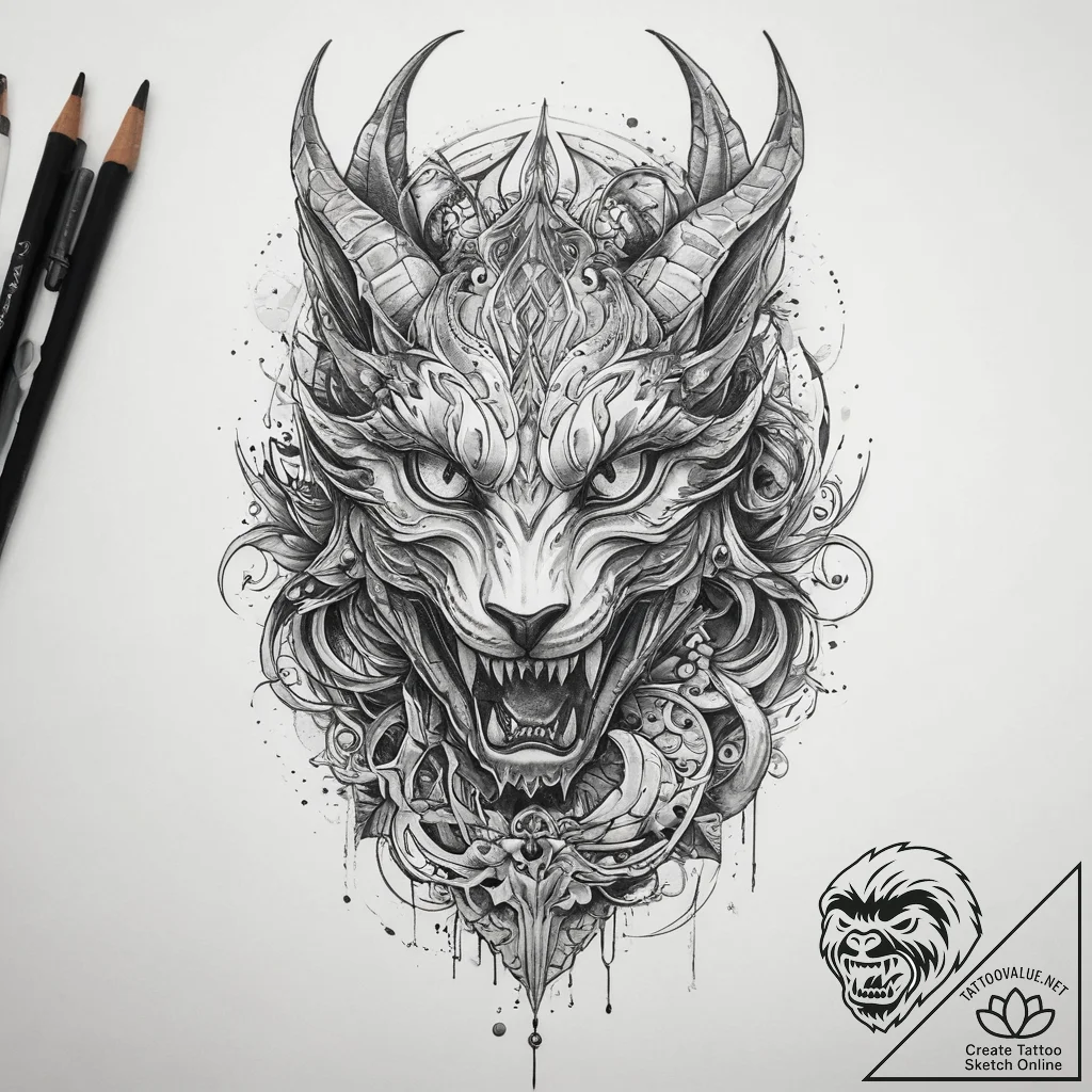 Tattoo sketch a fantasy creature, artistic ta... - tattoo sketch (№1759461575_0, 03.10.2025 03:19) — tattoovalue.net