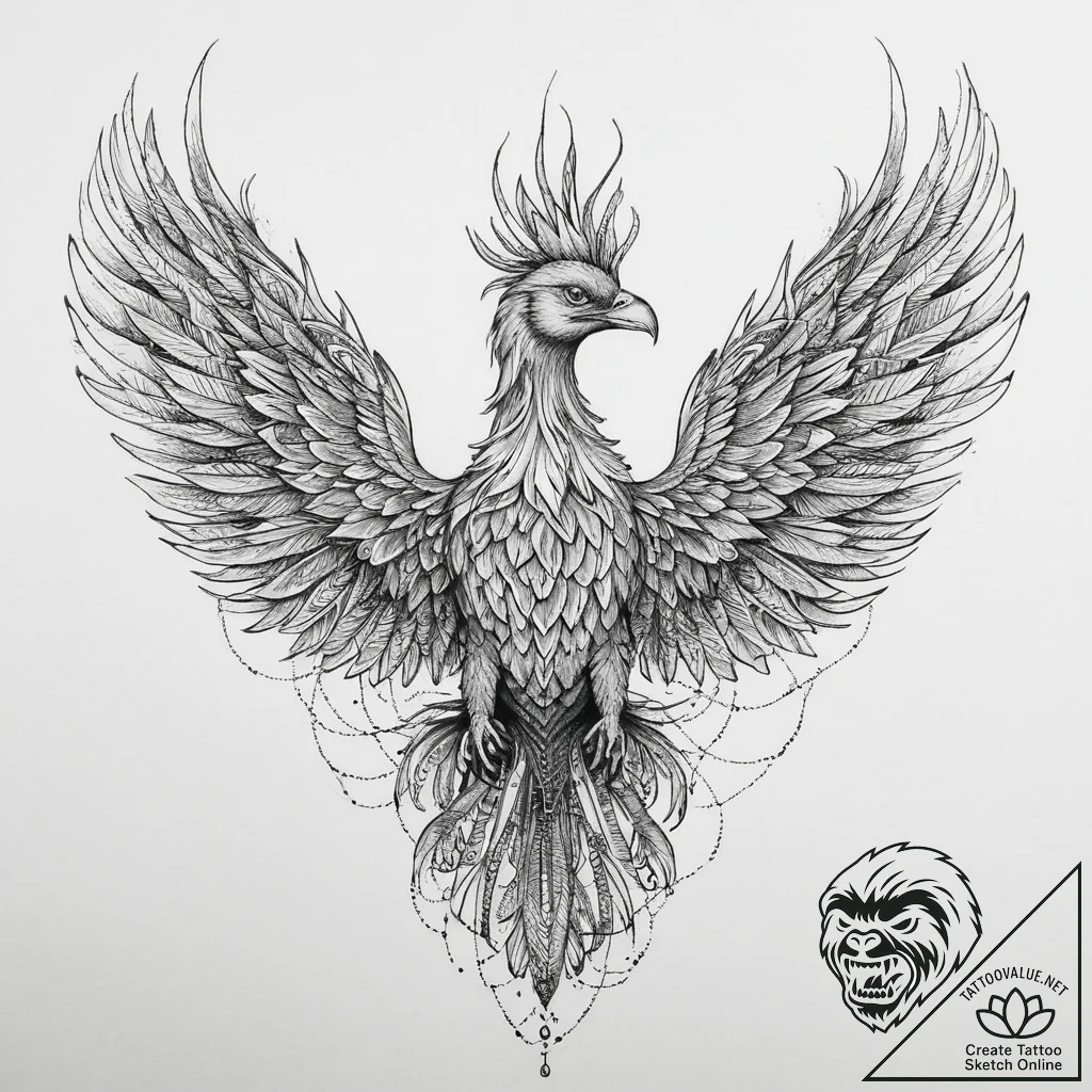 Tattoo sketch узор в виде феникса, tattoo fla... - tattoo sketch (№1759461773_0, 03.10.2025 03:22) — tattoovalue.net