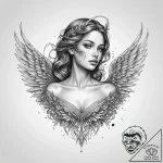 Tattoo sketch angel with scales, concept art… – tattoo sketch (№1759462170_0, 03.10.2025 03:29) — tattoovalue.net