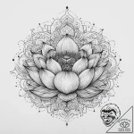 Tattoo sketch a lotus flower with a sun, tatt… – tattoo sketch (№1759462770_0, 03.10.2025 03:39) — tattoovalue.net