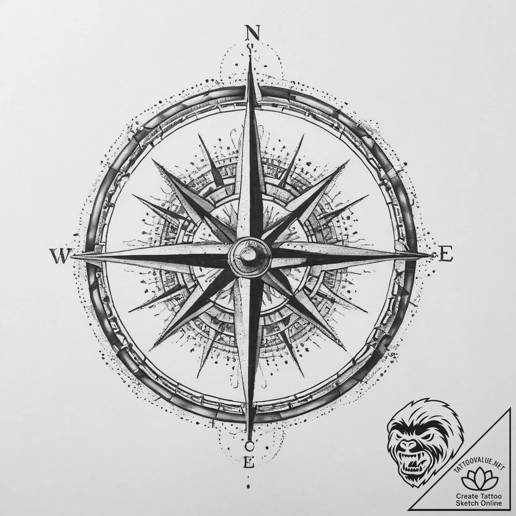 Tattoo sketch узор в виде компаса, artistic t... - tattoo sketch (№1759462969_0, 03.10.2025 03:42) — tattoovalue.net
