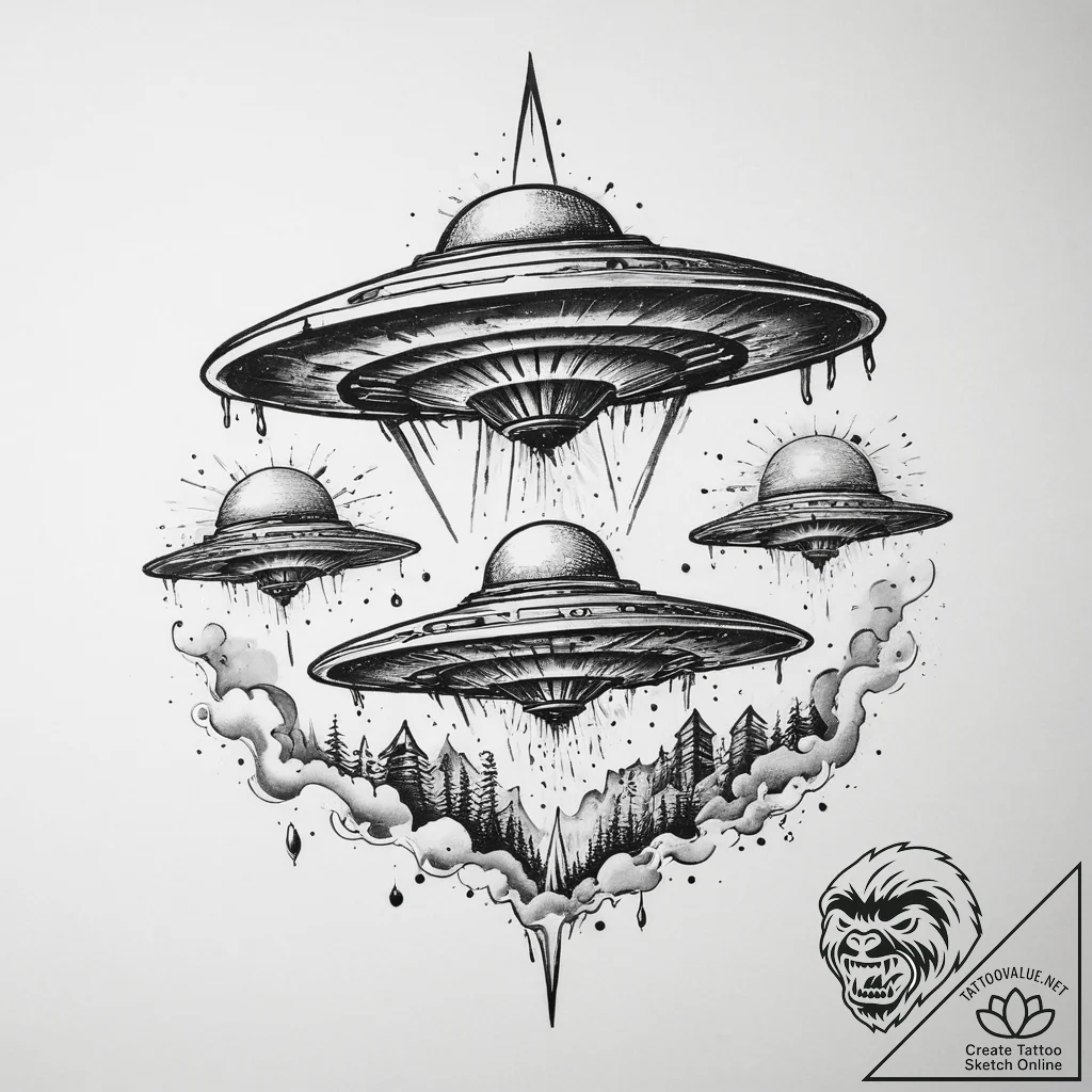 Tattoo sketch ufo beam, tattoo sketch design,... - tattoo sketch (№1759464959_0, 03.10.2025 04:15) — tattoovalue.net
