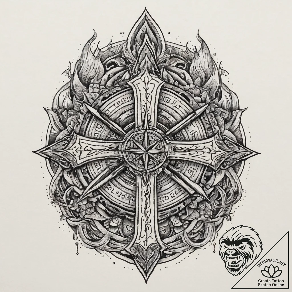 Tattoo sketch fire, tattoo line art, sepia to... - tattoo sketch (№1759466364_0, 03.10.2025 04:39) — tattoovalue.net