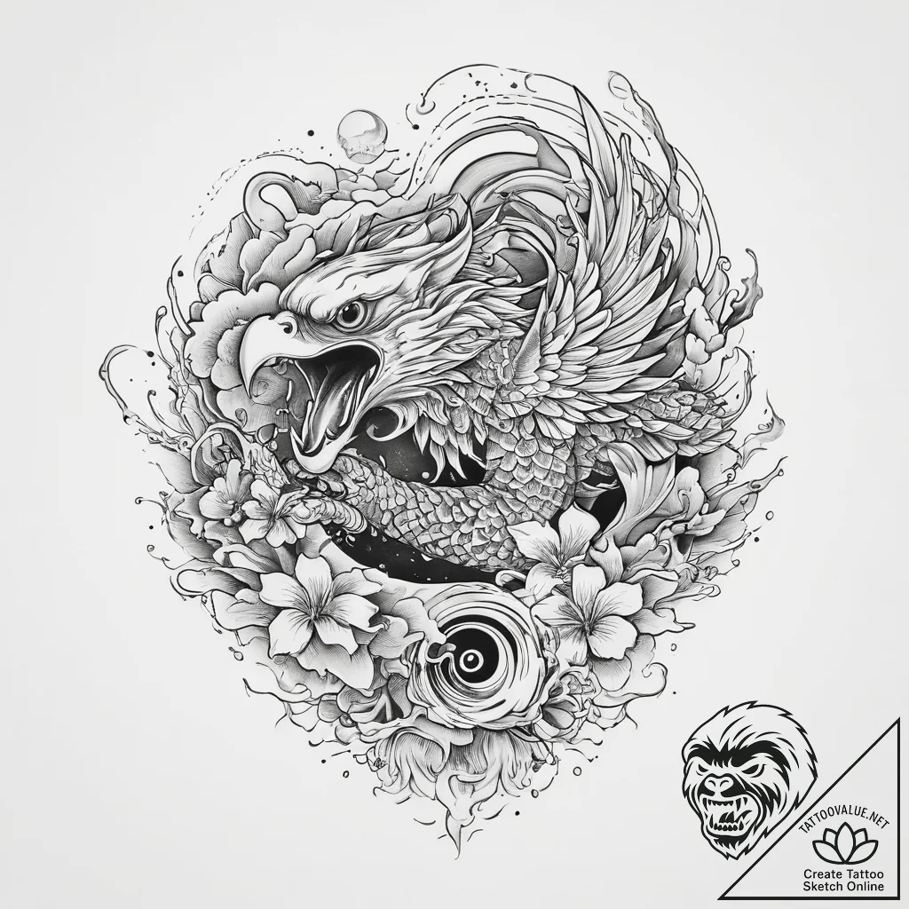 Tattoo sketch hands with an eagle, ink illust... - tattoo sketch (№1759467159_0, 03.10.2025 04:52) — tattoovalue.net
