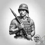 Tattoo sketch soldier with a pen – tattoo sketch (№1759467558_0, 03.10.2025 04:59) — tattoovalue.net