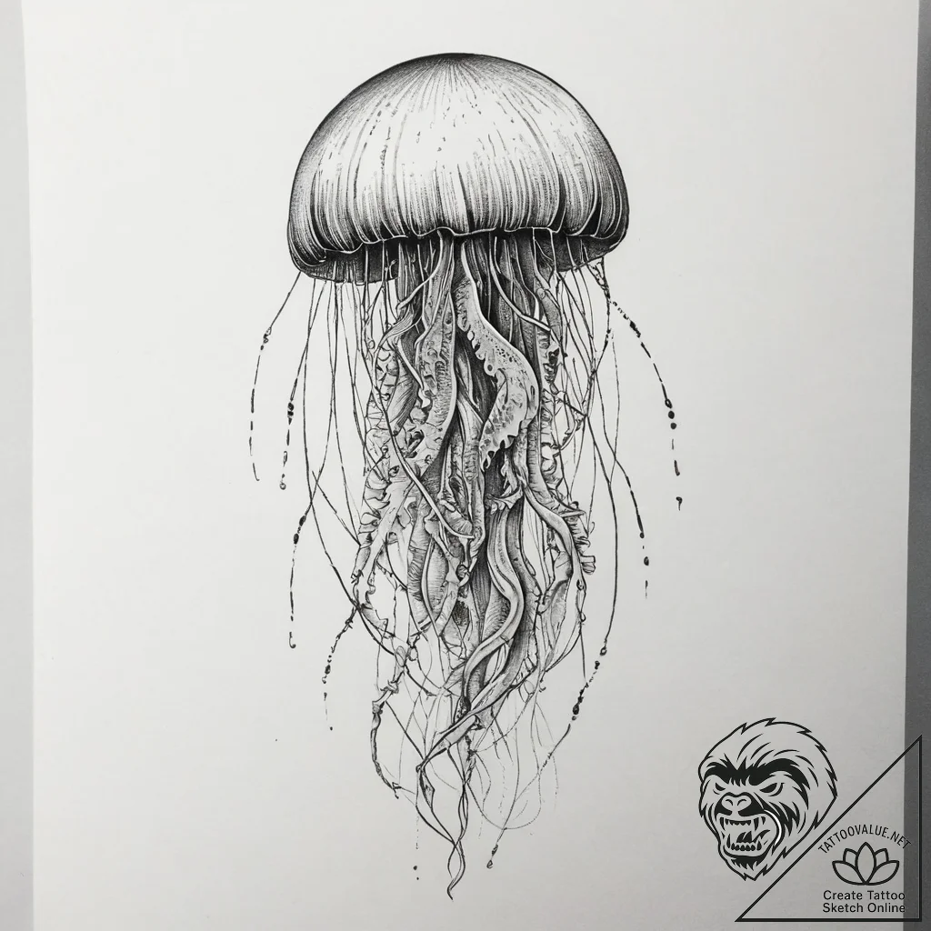Tattoo sketch jellyfish tattoo, artistic tatt... - tattoo sketch (№1759468547_0, 03.10.2025 05:15) — tattoovalue.net