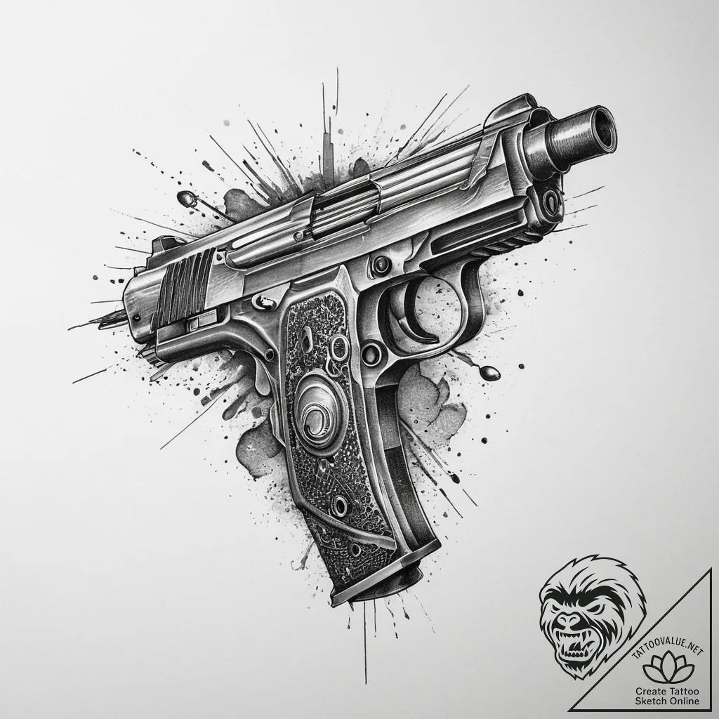Tattoo sketch machine gun bullets, tattoo ske... - tattoo sketch (№1759468942_0, 03.10.2025 05:22) — tattoovalue.net